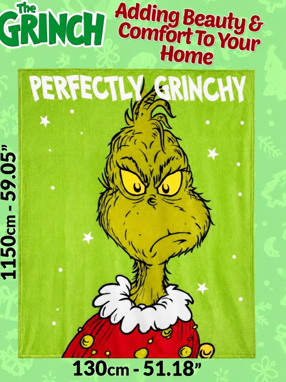 Disney Grinch Green & Red Holiday Throw Blanket